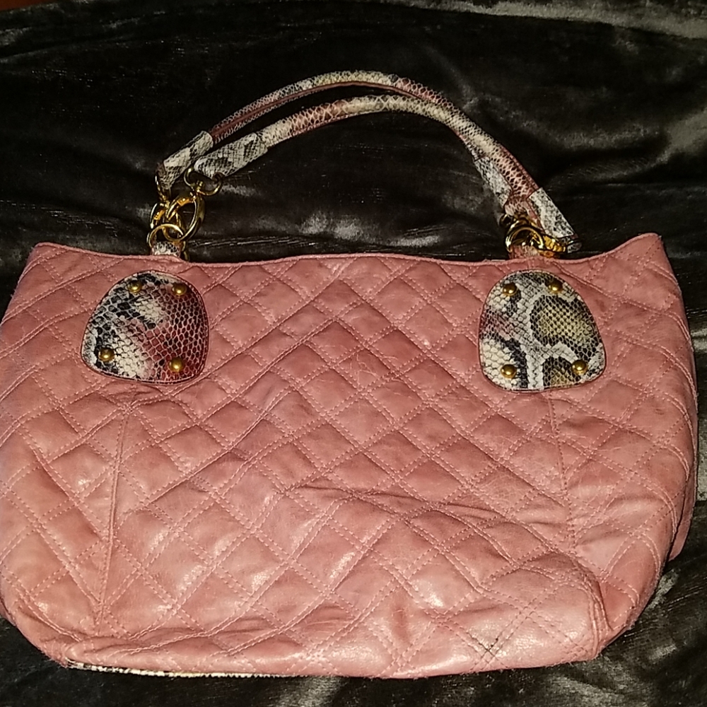 💖 Pink & Snakeskin Shoulder Purse